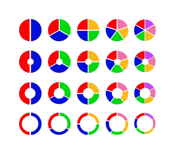 Pie Chart Készlet Színes Lapos Kör Alakú Diagramok Amely Szakaszok — Stock Fotó