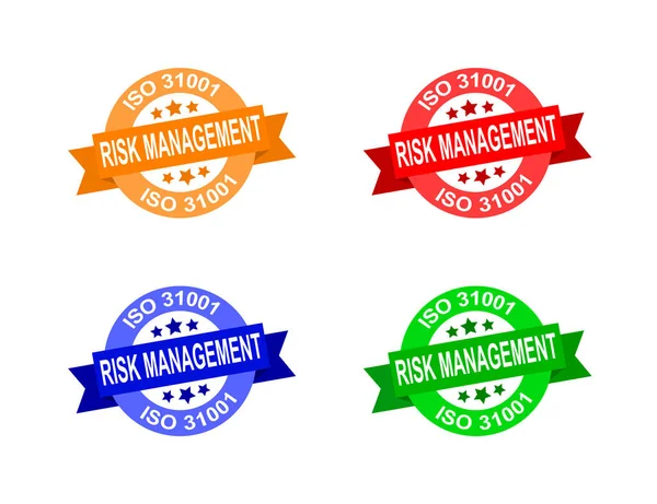 Flache Abbildungen Verschiedener Farbiger Siegel Für Iso 31001 Risikomanagement Isoliert — Stockfoto