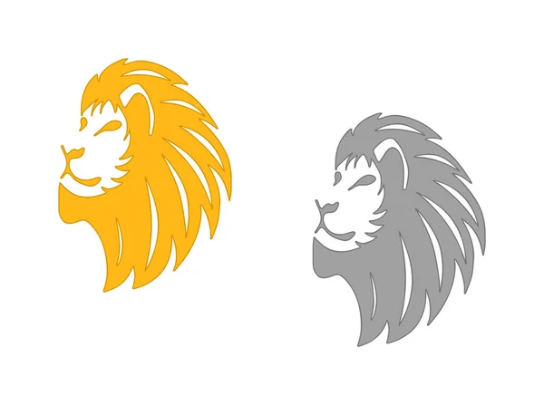 Ein Satz Von Flachen Abbildungen Von Löwenköpfen Goldgelb Und Grau — Stockfoto