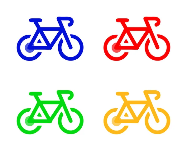 Set Icone Bici Piatte Diversi Colori Isolate Fondo Bianco — Foto Stock