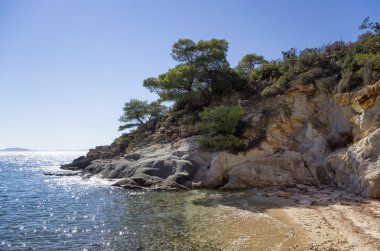 Küçük kumsalı sithonia, chalkidiki, Yunanistan, bir cennet gibi