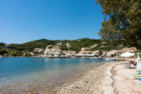 Agosto 2020 Corfu Grécia Pitoresca Vila Costeira Ágios Stefanos Leste — Fotografia de Stock