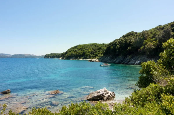 Agosto 2020 Corfu Grécia Paisagem Incrível Beira Mar Floresta Erimitis — Fotografia de Stock