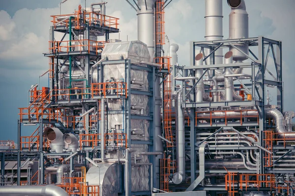 Raffinaderi Industri Tank Pipe Horisontell Produktion Petroleum Och Rörledning — Stockfoto