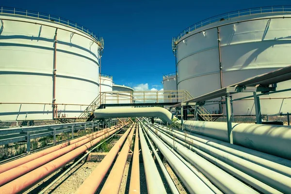 Raffinerie Industrie Panzerproduktion Erdöl Und Pipeline — Stockfoto