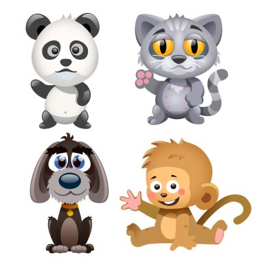 dört sevimli hayvan.