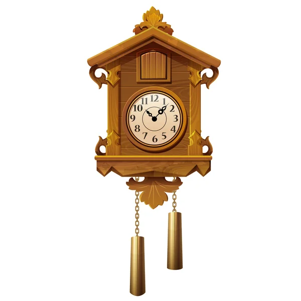 Vintage horloge à coucou en bois — Image vectorielle