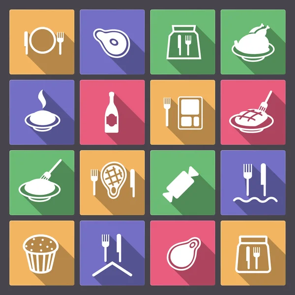 Conjunto de ícones de comida em design plano — Vetor de Stock