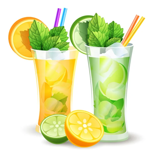 Cocktails citron et orange — Image vectorielle