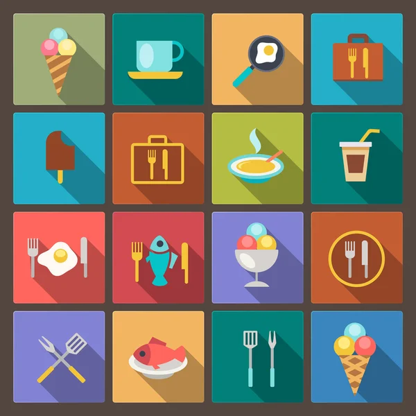 Set of food and drink icons in flat design style — Stock Vector