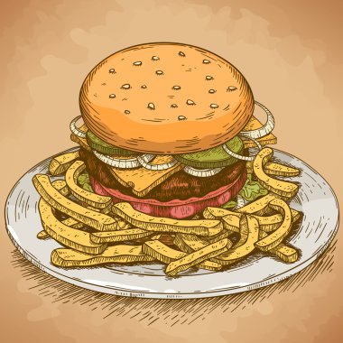 hamburger oyma çizimi