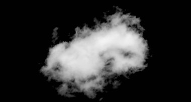 Beyaz bulut, kabarık doku, soyut, siyah arkaplanda izole.