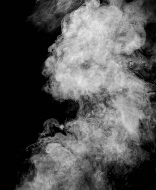 Beyaz duman izole, soyut toz, siyah arkaplanda su spreyi.