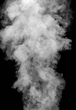 Beyaz duman izole, soyut toz, siyah arkaplanda su spreyi.
