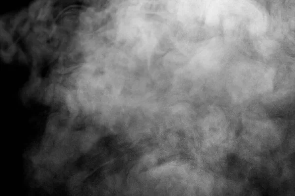 Fumée Blanche Isolée Poudre Abstraite Jet Eau Sur Fond Noir — Photo