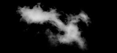 Beyaz bulut, kabarık doku, soyut, siyah arkaplanda izole.