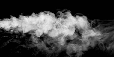 Beyaz duman izole, soyut toz, siyah arkaplanda su spreyi.
