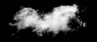 Siyah arkaplanda beyaz bulut, kabarık doku, soyut duman