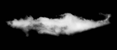 Siyah arkaplanda beyaz bulut, kabarık doku, soyut duman