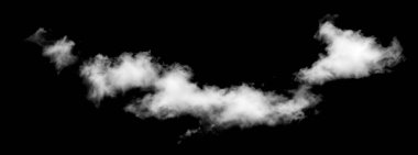 Siyah arkaplanda beyaz bulut, kabarık doku, soyut duman