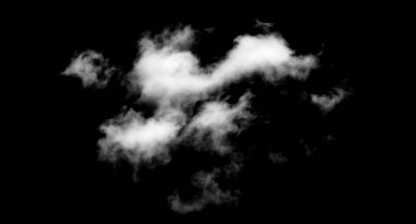 Siyah arkaplanda beyaz bulut, kabarık doku, soyut duman