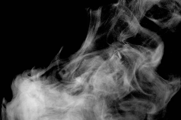 Humo Blanco Aislado Polvo Abstracto Aerosol Agua Sobre Fondo Negro —  Fotos de Stock