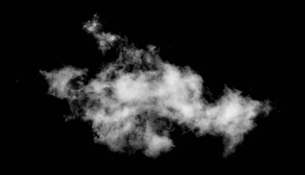Nuvola Bianca Isolata Sfondo Nero Struttura Soffice Fumo Astratto — Foto Stock