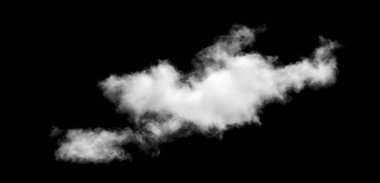 Siyah arkaplanda beyaz bulut, kabarık doku, soyut duman