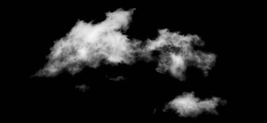 Siyah arkaplanda beyaz bulut, kabarık doku, soyut duman