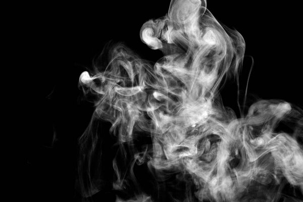 White smoke isolated on black background, abstract powder, water spray, Add smoke effect