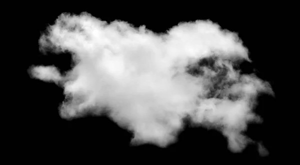 Fehér Felhő Elszigetelt Fekete Háttérrel Bolyhos Textúra Elvont Füst — Stock Fotó