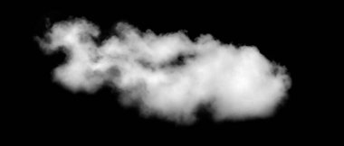 Siyah arkaplanda beyaz bulut, kabarık doku, soyut duman