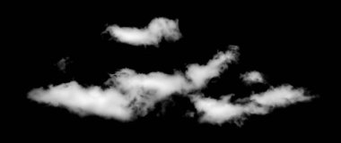 Siyah arkaplanda beyaz bulut, kabarık doku, soyut duman