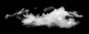 Siyah arkaplanda beyaz bulut, kabarık doku, soyut duman