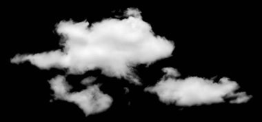 Siyah arkaplanda beyaz bulut, kabarık doku, soyut duman