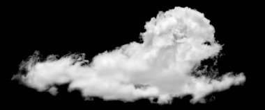 Siyah arkaplanda beyaz bulut, kabarık doku, soyut duman