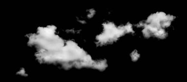 Siyah arkaplanda beyaz bulut, kabarık doku, soyut duman