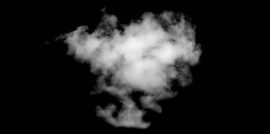 Siyah arkaplanda beyaz bulut, kabarık doku, soyut duman