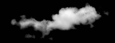 Siyah arkaplanda beyaz bulut, kabarık doku, soyut duman