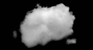 Siyah arkaplanda beyaz bulut, kabarık doku, soyut duman