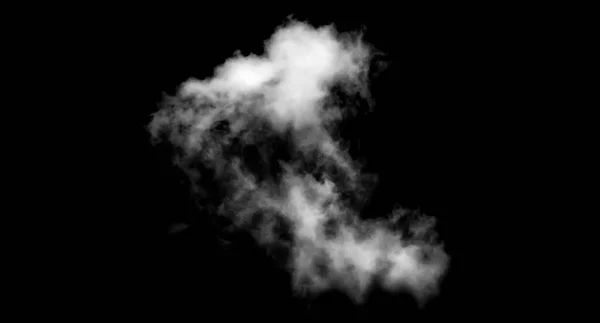 Witte Wolk Geïsoleerd Zwarte Achtergrond Luchtige Textuur Abstracte Rook — Stockfoto