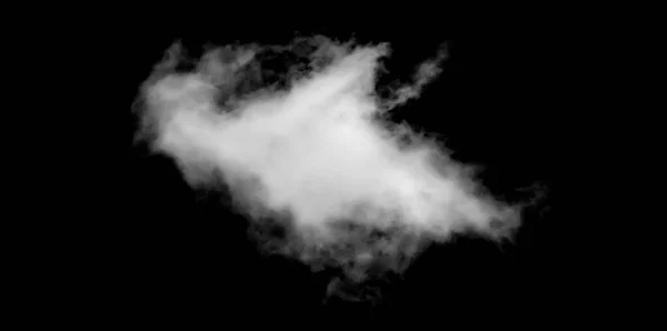 黒の背景に隔離された白い雲 ふわふわの質感 抽象的な煙 — ストック写真