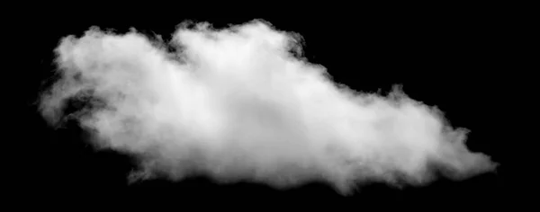Fehér Felhő Elszigetelt Fekete Háttérrel Bolyhos Textúra Elvont Füst — Stock Fotó