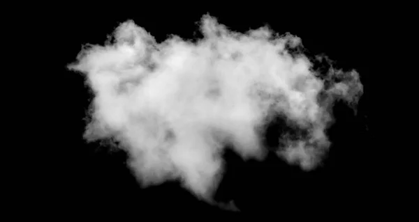 黒の背景に隔離された白い雲 ふわふわの質感 抽象的な煙 — ストック写真
