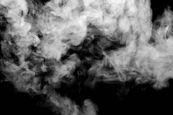 Siyah arka planda beyaz duman, soyut toz, su spreyi, duman efekti ekle