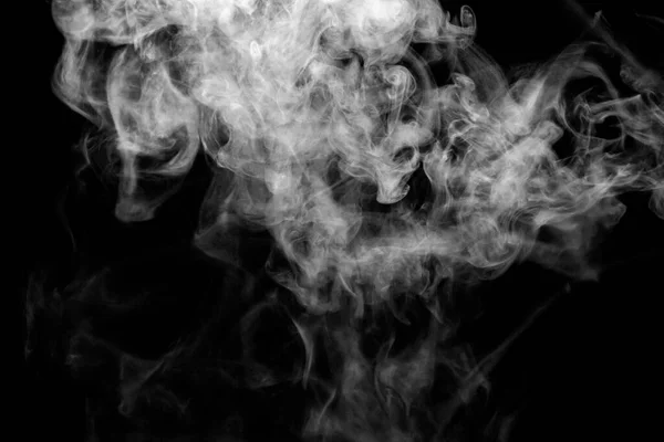 白色烟雾隔离在黑色背景 抽象粉末 添加烟雾效果 — 图库照片