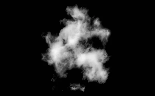 Nube Blanca Aislada Sobre Fondo Negro Textura Esponjosa Humo Abstracto — Foto de Stock