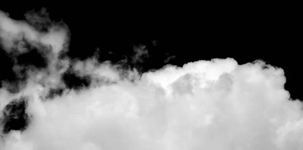 黑色背景的白云 蓬松的质感 抽象的烟雾 — 图库照片