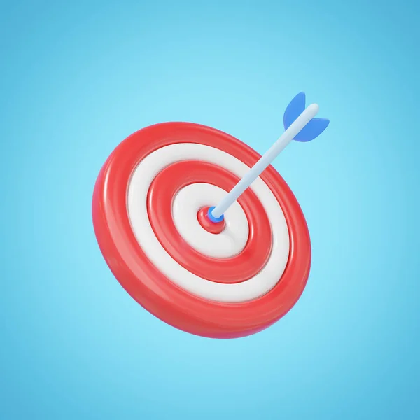 Panah Dalam Bullseye Merah Diisolasi Dengan Latar Belakang Biru Sasaran — Stok Foto