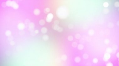 Beyaz, parlak, pembe, mor, yeşil arka plan. Güzel uçan parçacıklar. 4K Kusursuz döngü.